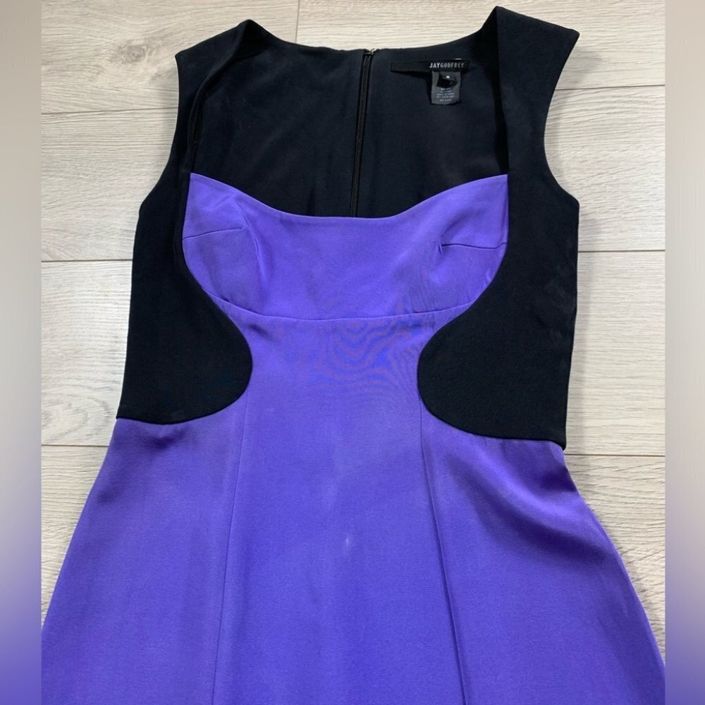 Jay Godfrey Black Purple Silk Sheath Cocktail Dress - Picture 4 of 11
